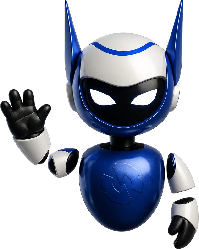 Crovnic, la mascota de Syncrovnic Agency, saludando con la mano